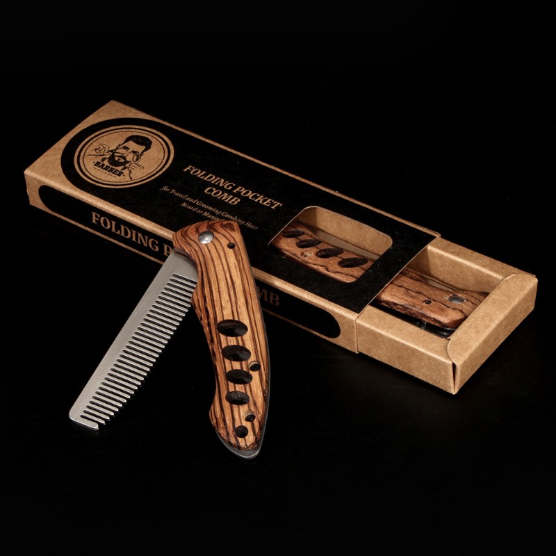 Mens Grooming Kit Bag - Składany grzebień do brody z litego