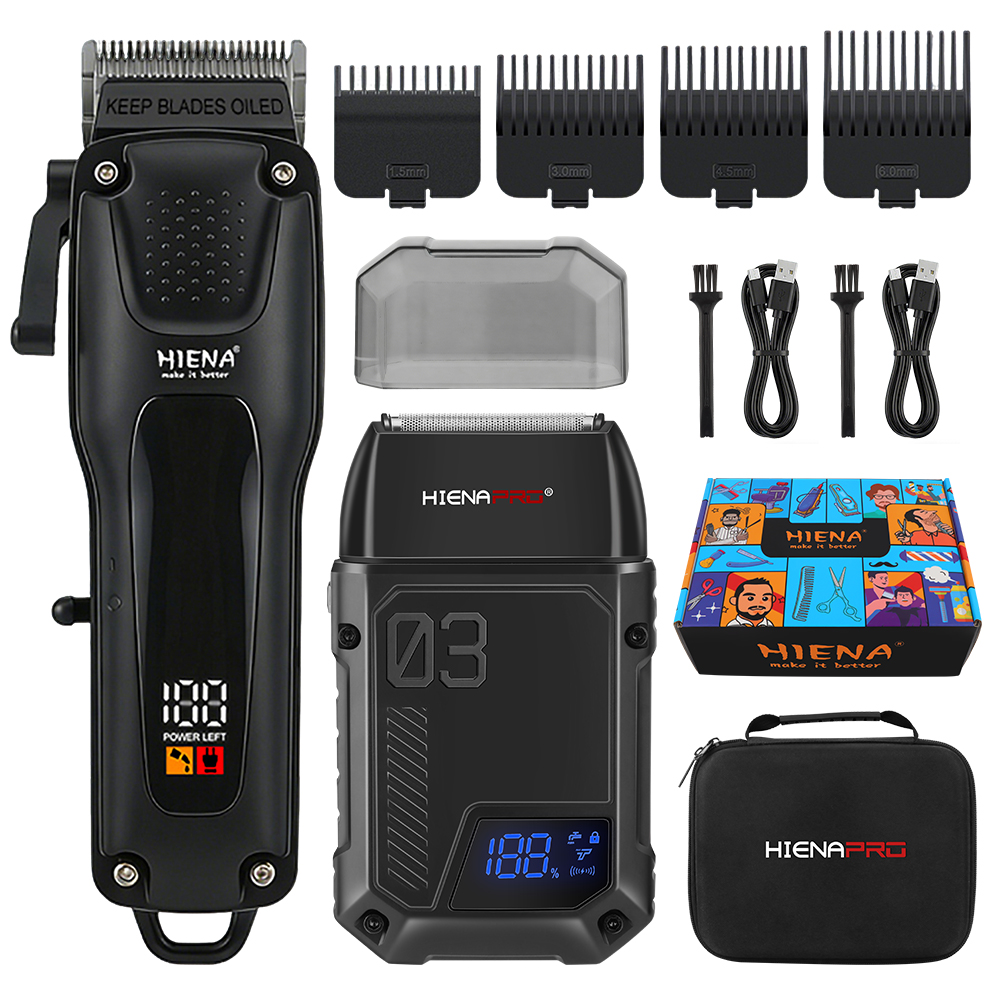 Mens Grooming Kit Gift - HIENA PRO 2-w-1 Bezprzewodowa maszynka do