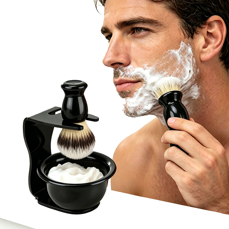 Shaving Brush Set - Zestaw do golenia ze stojakiem 3-w-1: